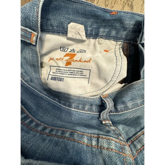 VTG 7 for all mankind jeans Light Wash Split Raw Hem USA Straight Leg Bootcut - Picture 10 of 13